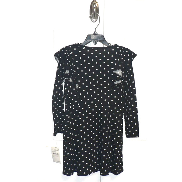 Harper Canyon Girls Long Sleeve Ruffle Dress Black & White Polka Dots Sz 4 $18 - Picture 3 of 4